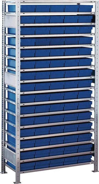Steckregal H2000xB1000xT400mm Grundregal 16 Stahlböden 75xL 400mm blau