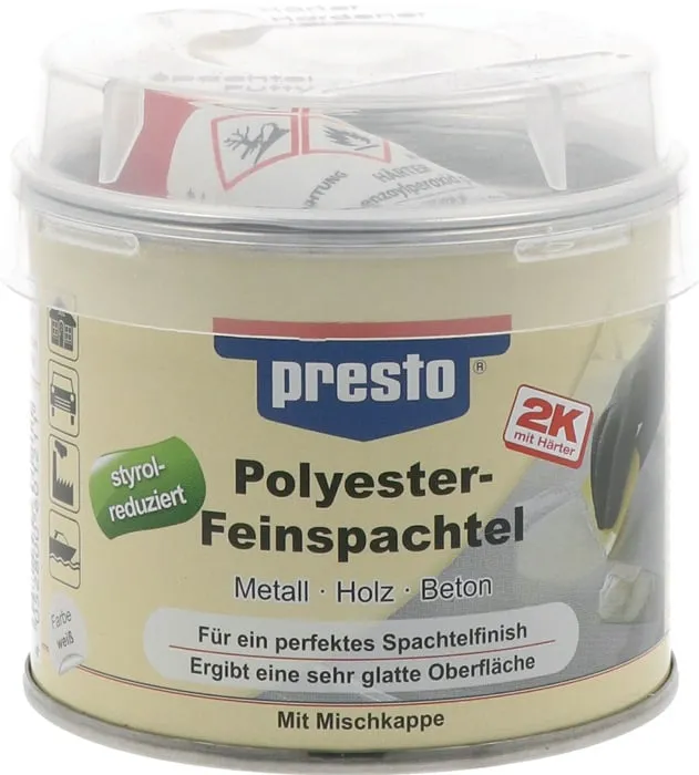 2K-Feinspachtel weiß,Härter rot 250g Dose PRESTO VE: 6St.