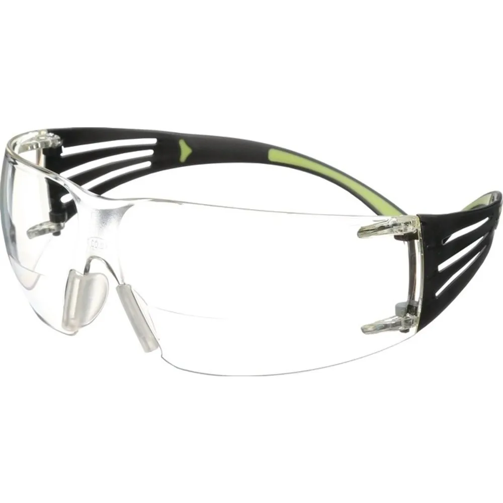 3M™ Schutzbrille Reader SecureFit™-SF400, EN 166, Bügel schwarz grün, Scheibe klar +2,5