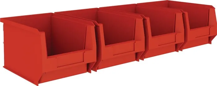 Sichtlagerkastenset H140xB602xT250mm STA verz.m.Sichtlagerk.4xMK4 rot MAUSER