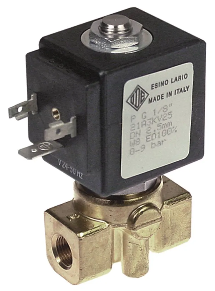 ODE Magnetventil aus Messing 2-Wege DN 2,5 Steckbuchse DIN Länge 40mm