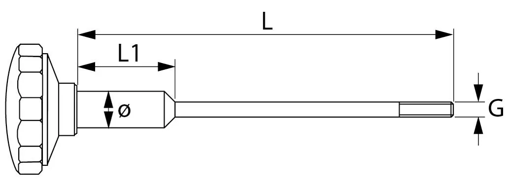 Arretierschraube ø 10mm M7 Länge 225mm L1 60mm