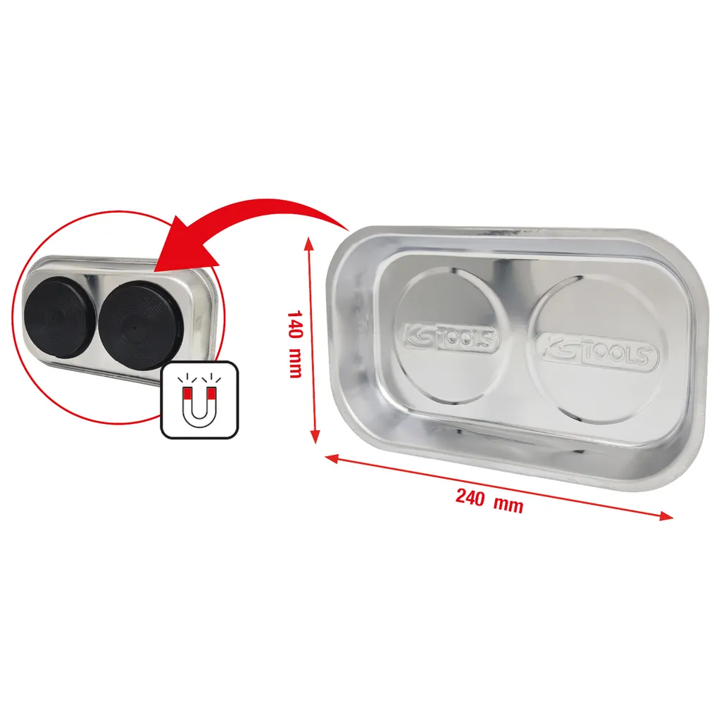 KS Tools Edelstahl Magnet-Teller, 140x240mm - 800.0151