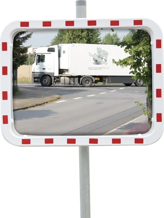 Verkehrsspiegel H600xB800mm Kunststoff,rot/weiß 22m DANCOP