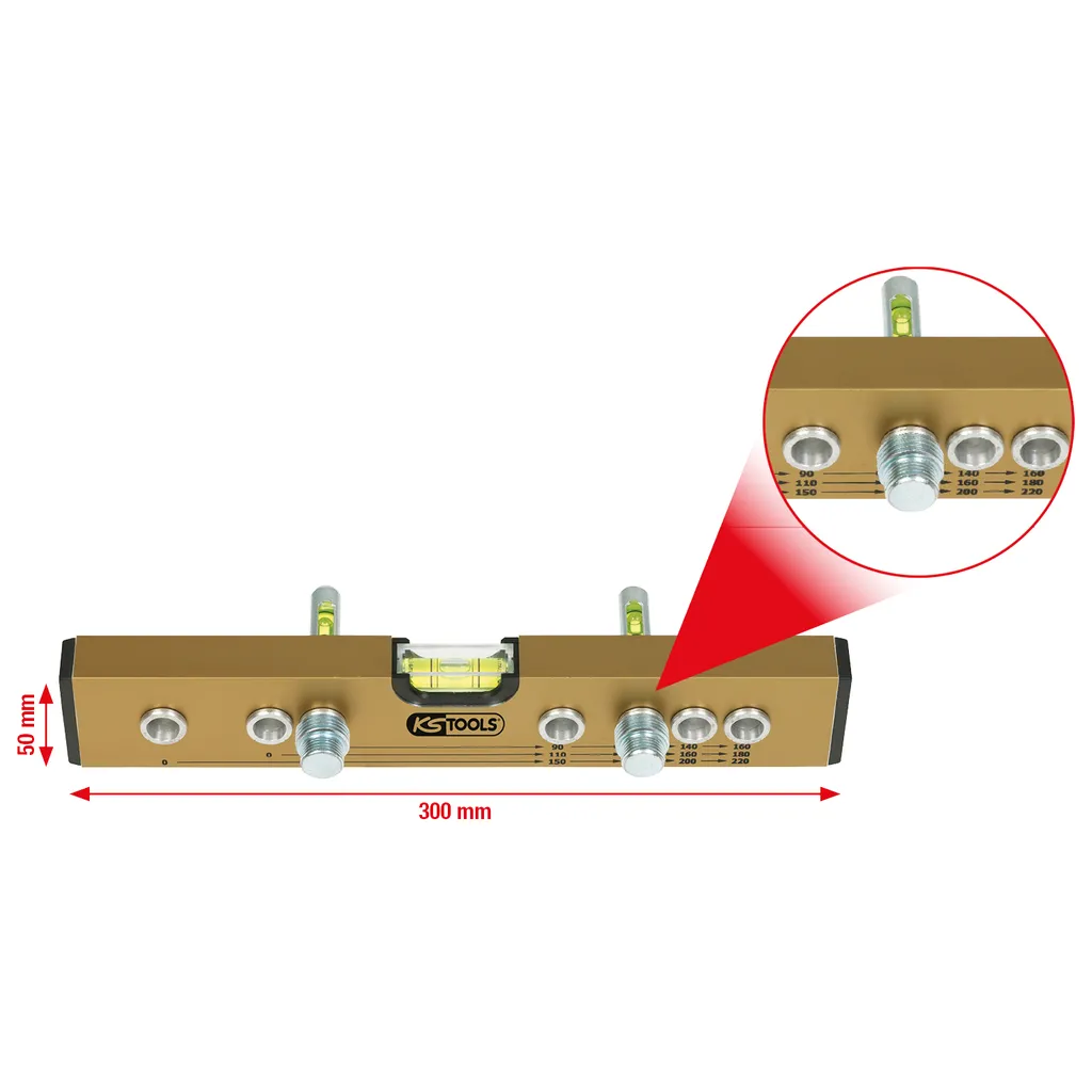 KS Tools Normabstandswasserwaage / Montage-Anschluss-Lehre, 300mm - 204.2000
