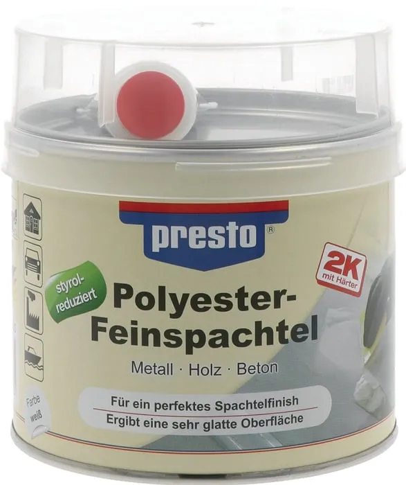 2K-Feinspachtel weiß,Härter rot 1000g Dose PRESTO VE: 6St.