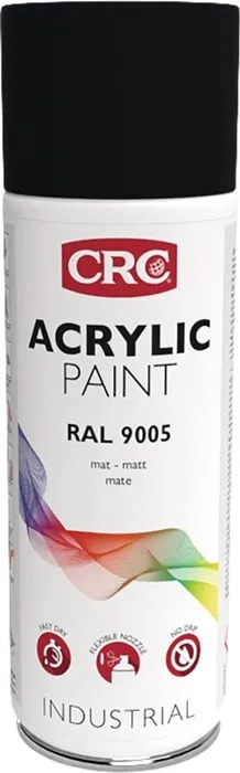 Farbschutzlackspray ACRYLIC PAINT tiefschwarz ma RAL 9005 400ml Spraydose CRC VE: 6St.