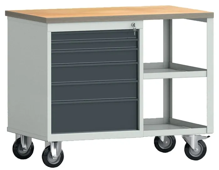 Werkbank PW 700 B1000xT620xH805mm Buche Multiplex lichtgrau/grau 6 Schubl.