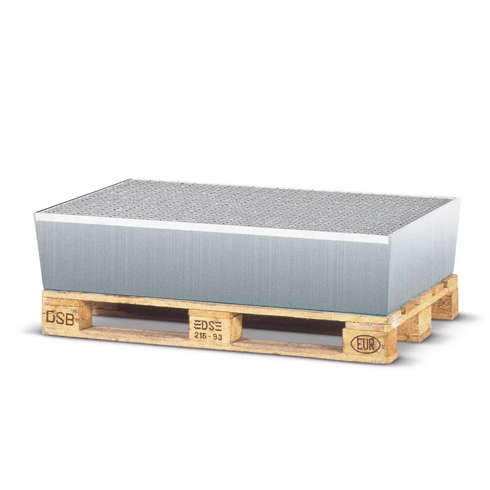 asecos® Auffangwanne aus Stahl, HxBxT 255 x 1.236 x 815 mm, 2x 200 l, enzianblau