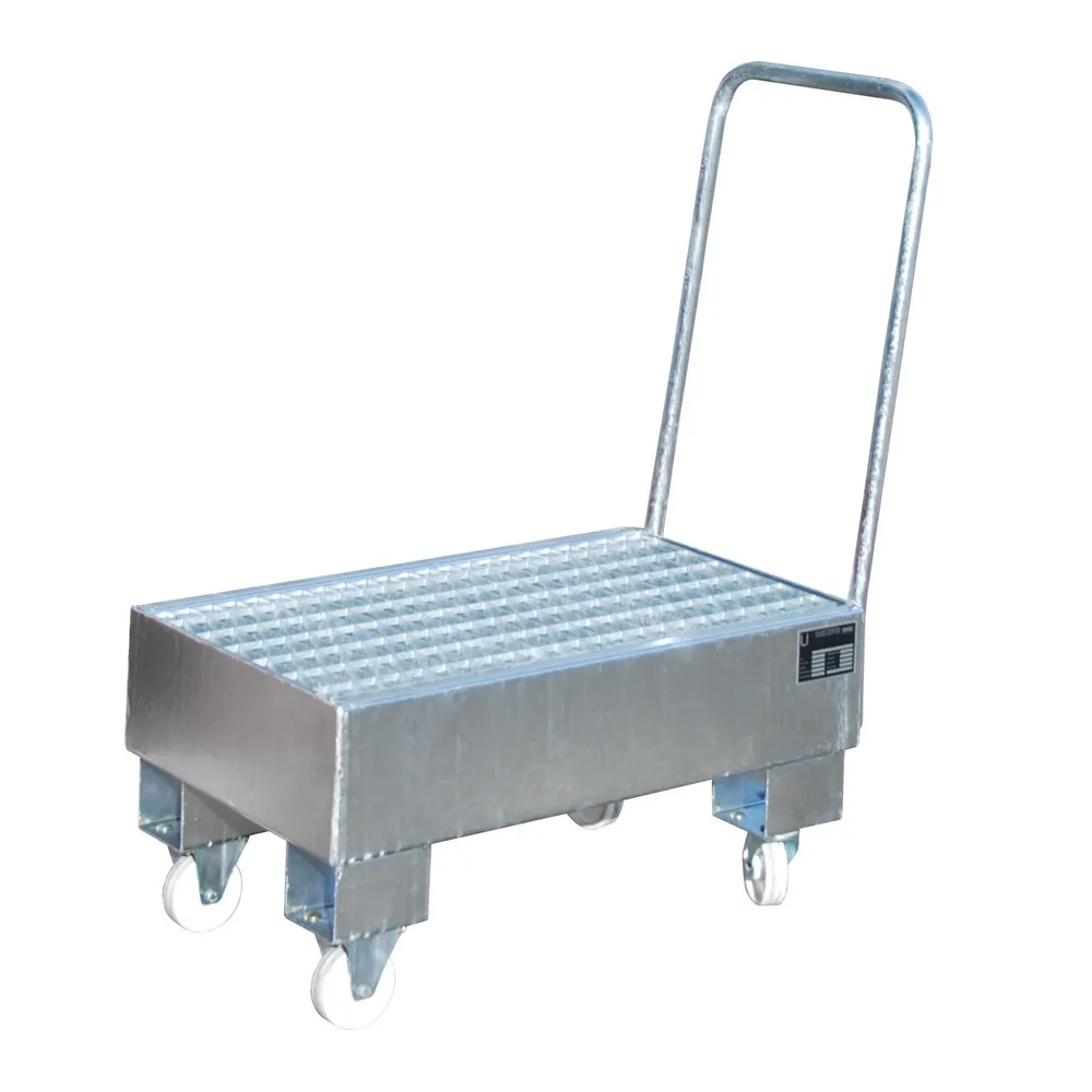 Bauer® Auffangwanne aus Stahl, verfahrbar, 2x 60 l stehend, Auffangvolumen 61 l, feuerverzinkt