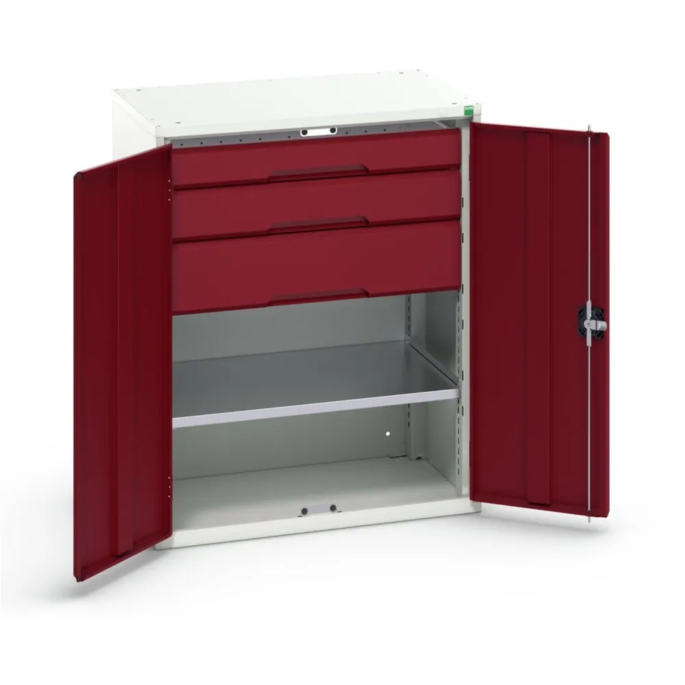 bott verso Beistellschrank mit Schubladen, mit 1 Fachboden und 3 Schubladen, BxTxH: 800 x 550 x 1000 mm