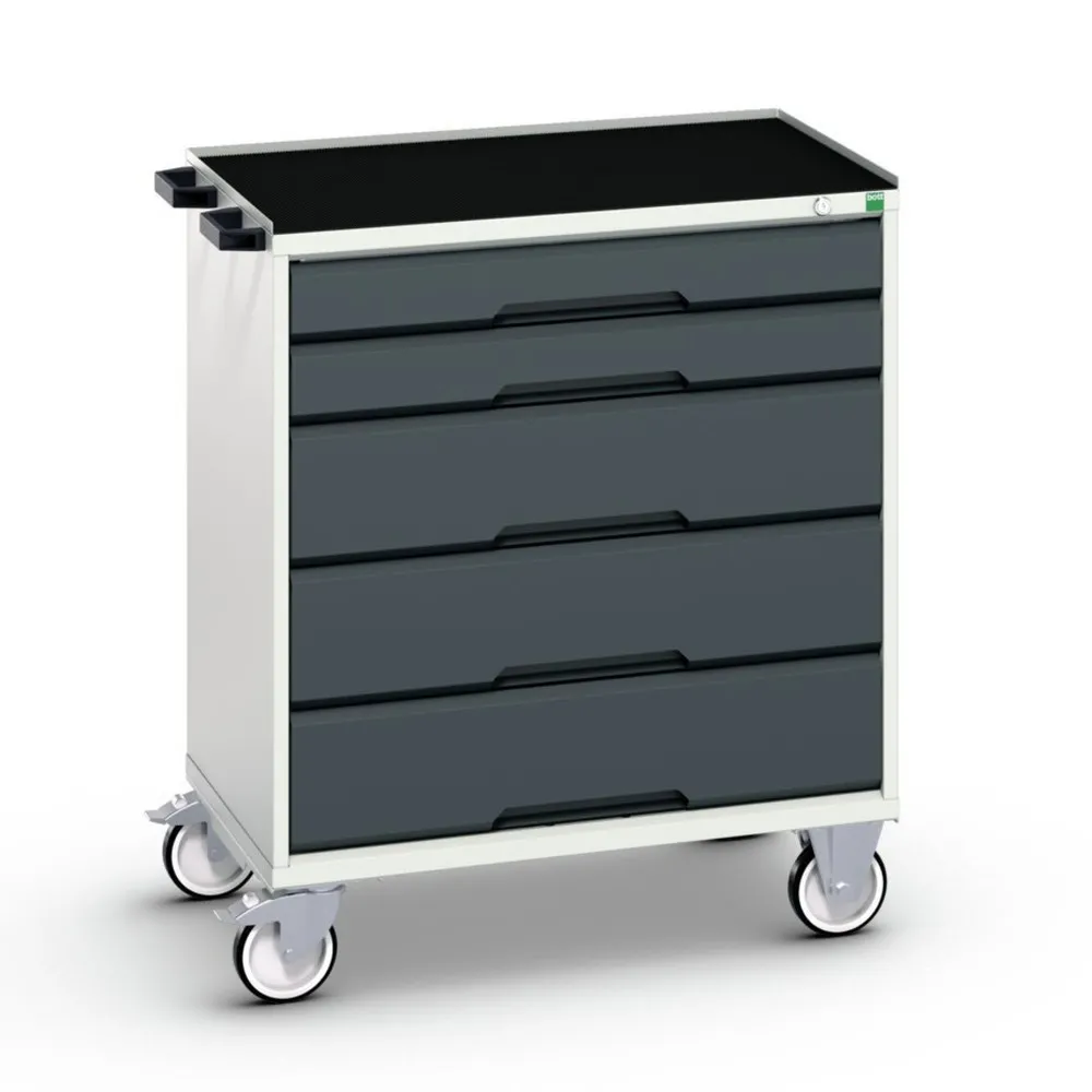 bott verso Werkstattwagen, mit 5 Schubladen und Abrollrand, BxTxH: 800 x 550 x 965 mm