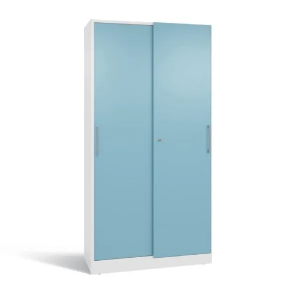 C+P Schiebetürenschrank Asisto 1980 x 1000 x 435 mm weiß horizontblau
