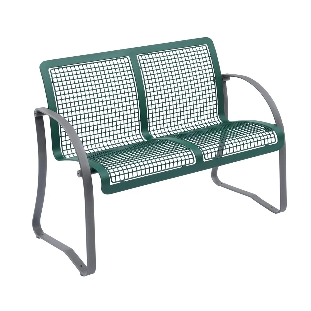 Drahtgitter-Sitzbank Alfo, 2 Sitze, mit Rückenlehne, weinrot, weinrot