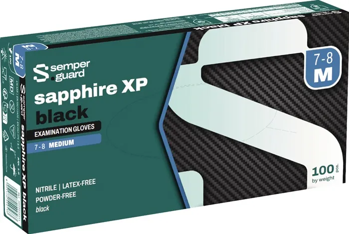 Einw.-Handsch.Semperguard® Sapphire XP black Gr.XL schwarz Nitril 90 St./Box