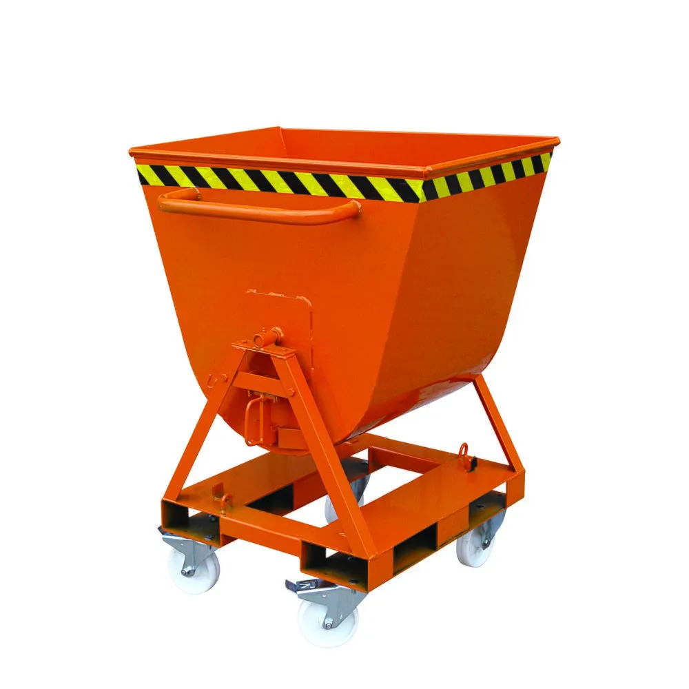Eichinger® Kippmulde 2-seitig kippbar, von 4 Seiten anfahrbar, 500 kg, 600 Liter reinorange
