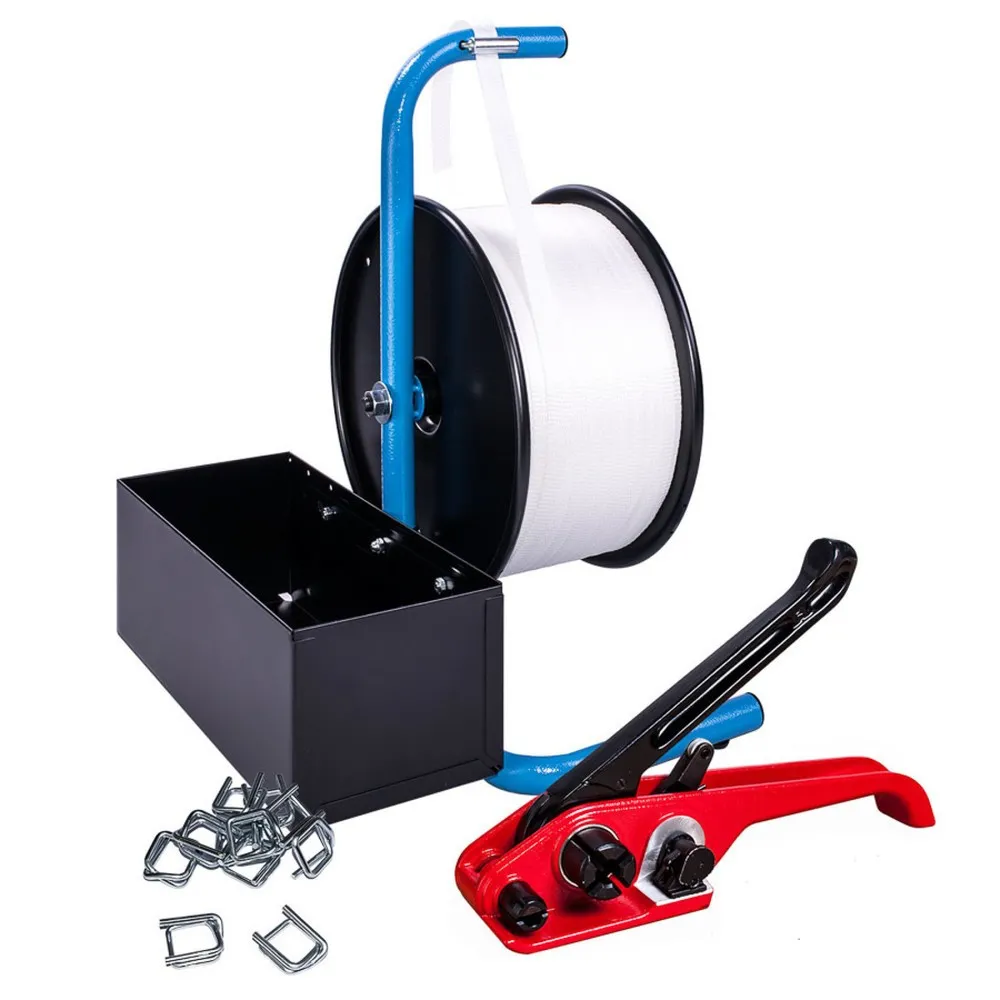 Einsteiger-Set Textilbandumreifung, verleimtes Fadenstrukturband, Bandbreite 13 mm