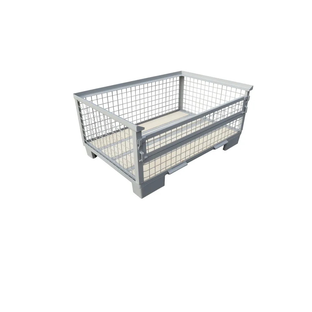 Euro-Gitterbox, Längswand halb abklappbar, Höhe 570 mm