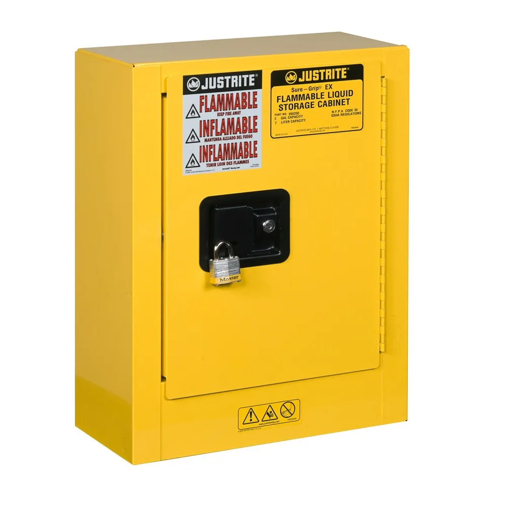 Justrite® Mini-Brandschutzschrank, HxBxT 560 x 430 x 200 mm, 1 Fachboden, manuell schließend