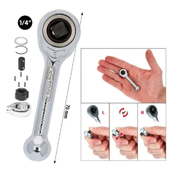 KS Tools Mini Freilauf Ratsche 1/4 Zoll