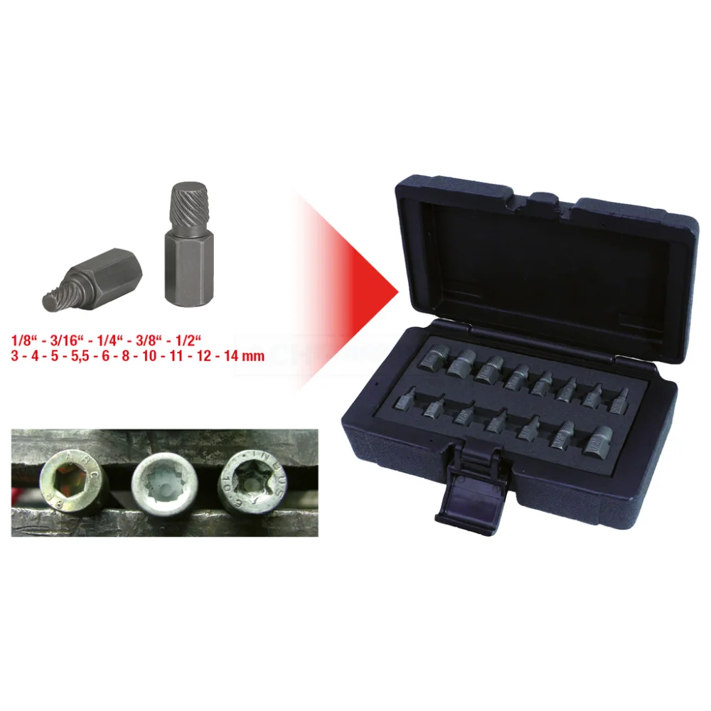KS Tools Spiral-Schrauben- und Bolzenausdreher-Satz, 15-tlg.