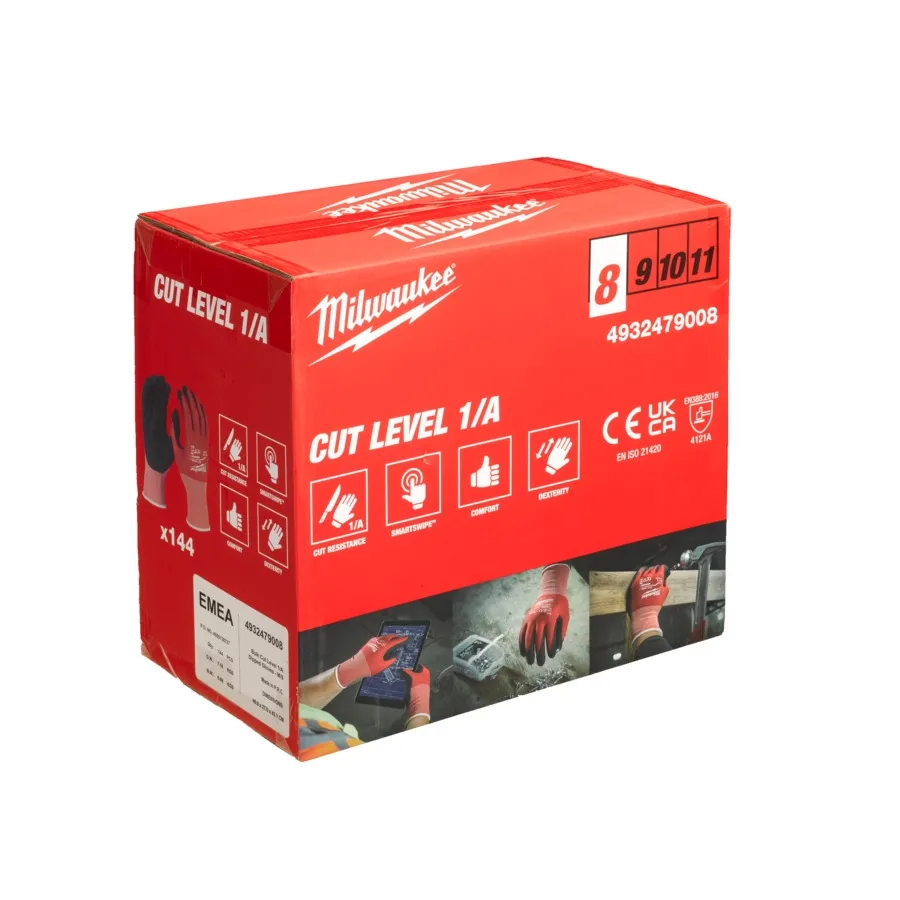Milwaukee Schnittschutzhandschuhe Klasse 1/A Größe 8 (M) 144er Pack