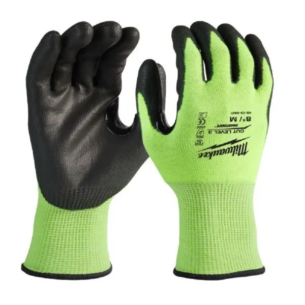 Milwaukee Elektrowerkzeuge Hi Vis Schnittschutzhandschuhe Klasse 3C Größe 8 M 12 Stück (Inhalt: 12 Stück - 10.43 € / 1 Stück)
