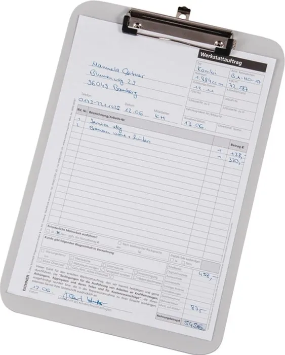 Klemmbrett ABS m.ausziehb.Hakenöse DIN A4 grau EICHNER