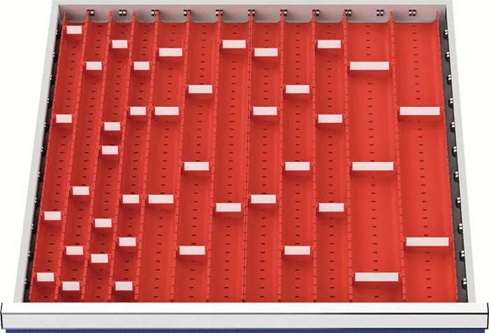 Muldeneinsatzset Front-H.50-75mm f.Schrank-B.600mm 16 Eins.m.40 Trennw.