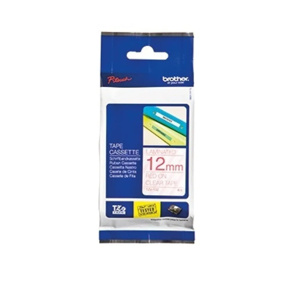 P-touch Schriftbandkassette TZe132 12mm laminiert rot auf farblos