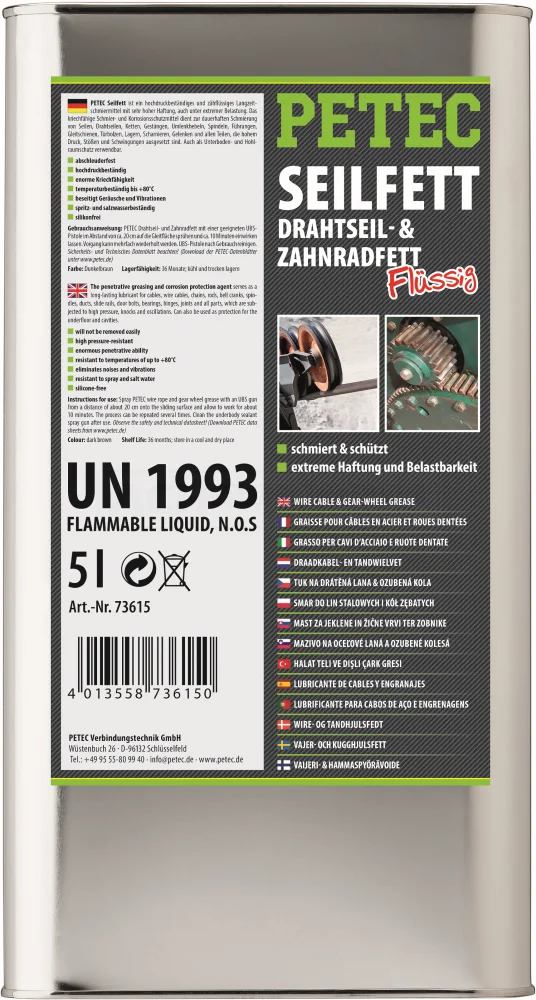 PETEC Seilfett Kanister 5L - 73615