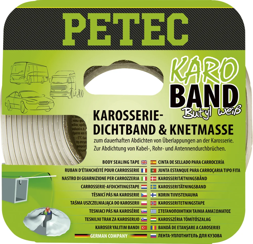 PETEC Karo-Band Karosseriedichtband Buthyl flach weiß 20mm x 2mm x 3m - 87530