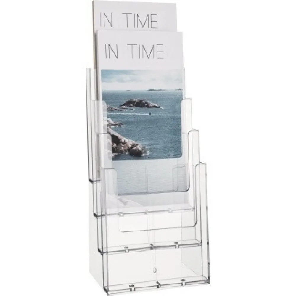 helit Prospekthalter H2352002 1/3 DIN A4 4Fächer PS glasklar