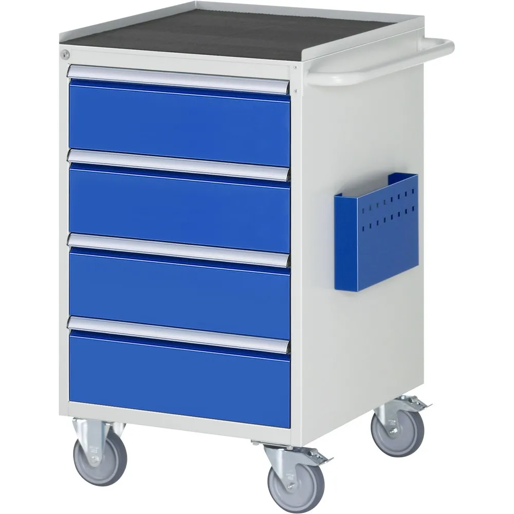 RAU Werkstattwagen Serie 7000, HxBxT 975 x 580 x 650 mm, 4 x 100%-Auszug-Schubladen 4 x 180 mm, Arbeitsplatte Metall