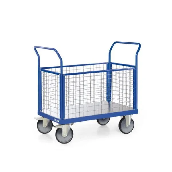 Tauroflex Plattformwagen F6 mit 4 Gitterwänden bis 600 kg 700 x 1250 x 1100 mm