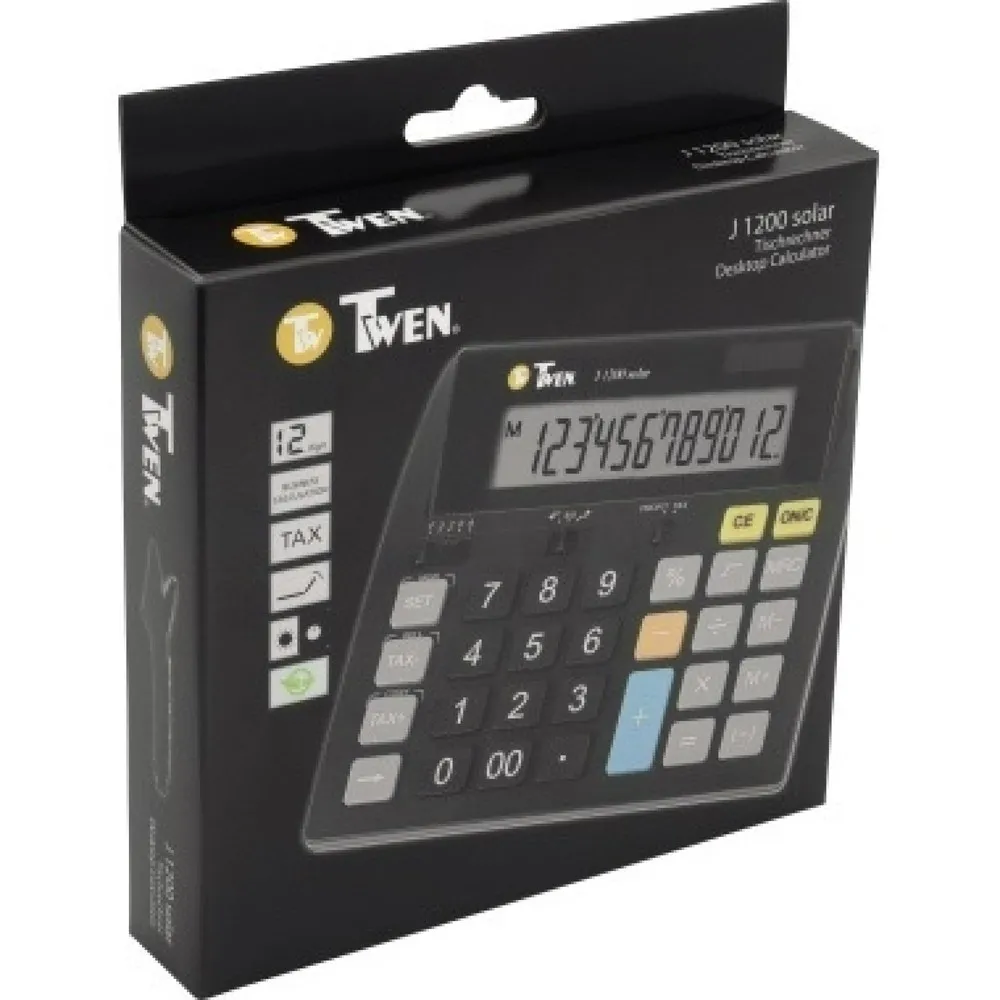 TWEN Tischrechner J-1200 12Zeichen Solar/Batterie