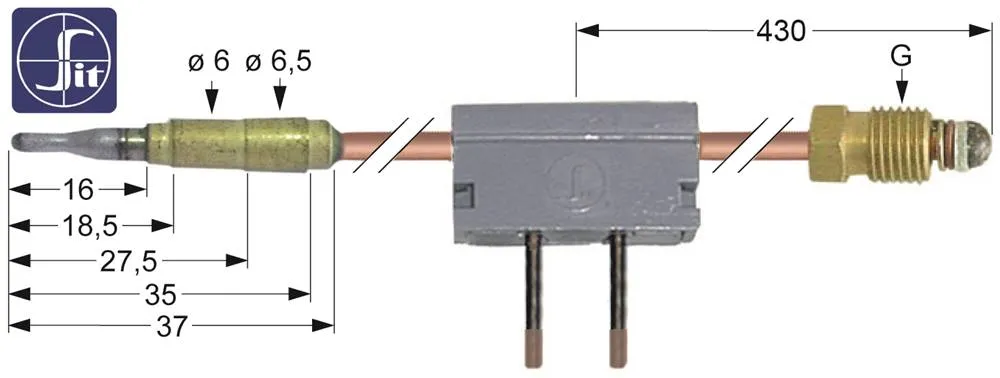 SIT Thermoelement mit Unterbrecher Steckhülse ø6,0mm M9x1 Länge 850mm