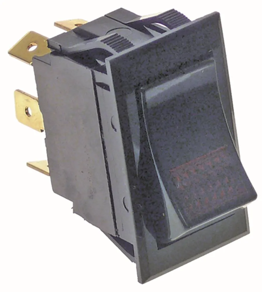 Wippenschalter Anschluss Flachstecker 6,3mm beleuchtet rot 2NO/Leuchte