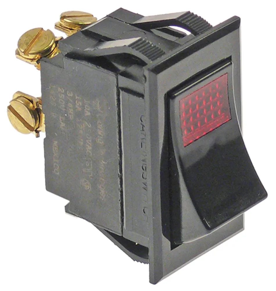 Wippenschalter Schraubanschluss beleuchtet Einbaumaß 37x21mm rot 2NO