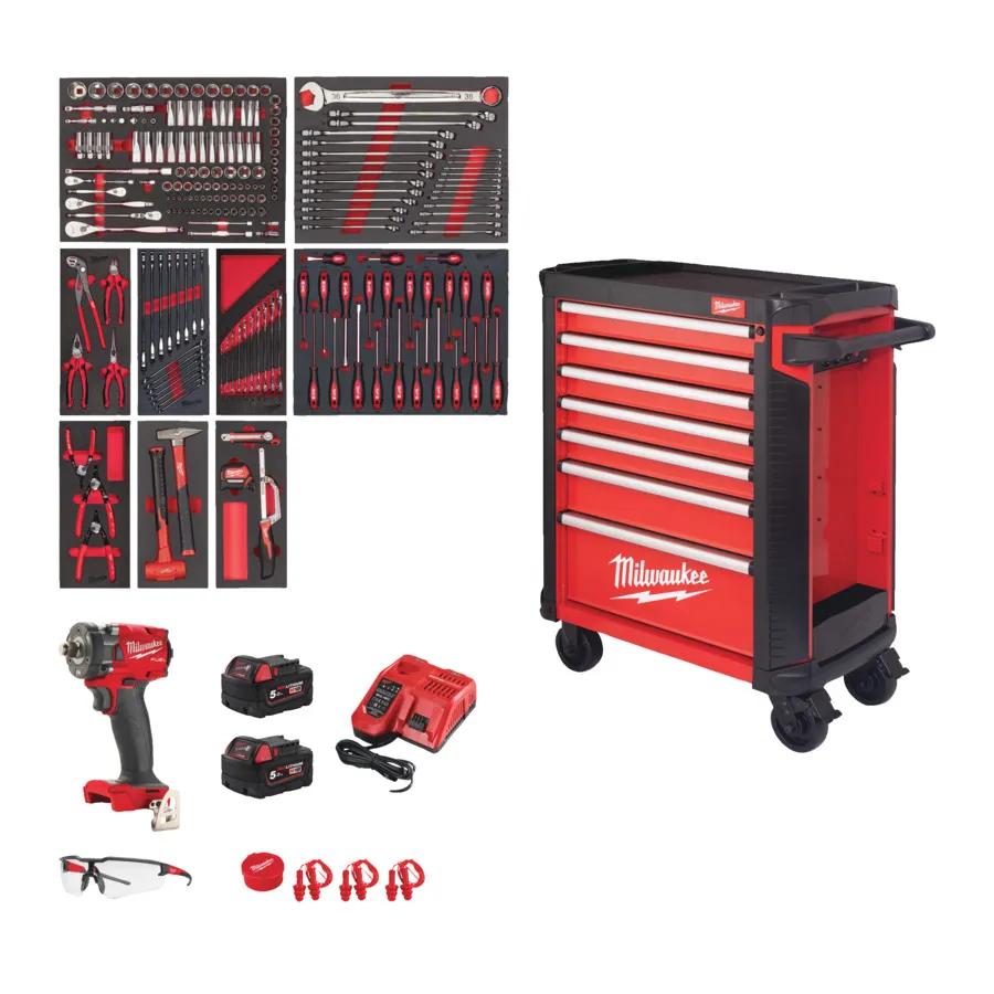 MILWAUKEE 30″ / 78 cm TOOLGUARD Werkstattwagen mit Werkzeugbestückung, Premium Version