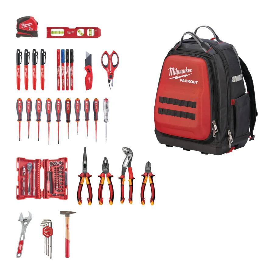 MILWAUKEE PACKOUT ELEKTRIKER RUCKSACK SET 76 TLG. 4932498407