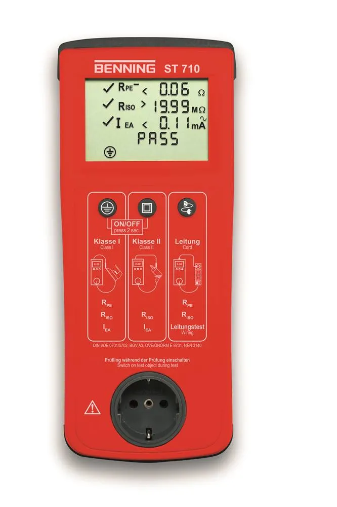 BENNING ST710 Gerätetester DIN VDE 0701-0702 200 mA DC