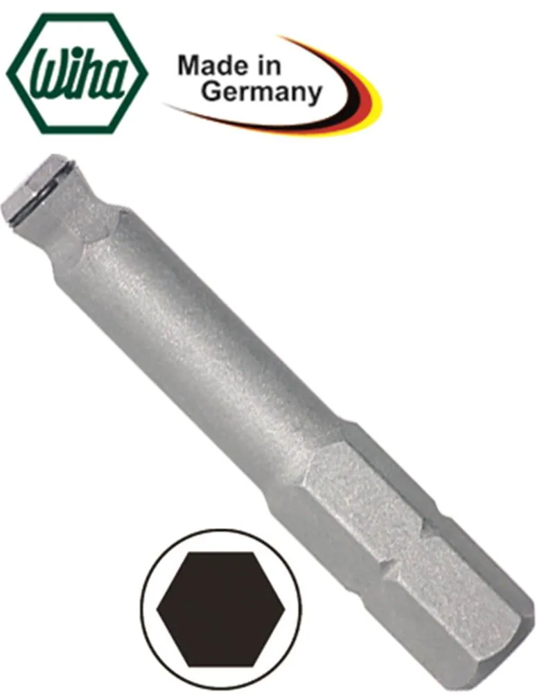 Sechskant-Bit Länge 38mm Größe 6,0mm mit Kugelkopf und Festhaltefeder