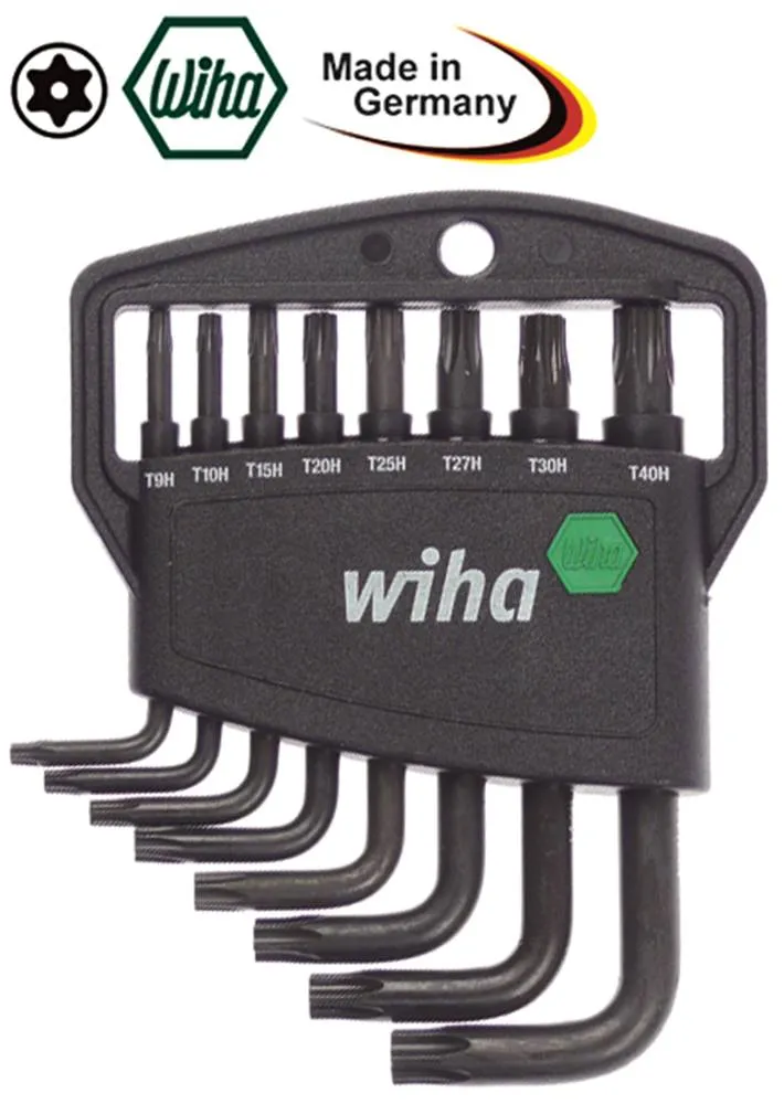 WIHA Torx-Winkelschraubendreher-Satz mit Bohrung kurz 8-teilig