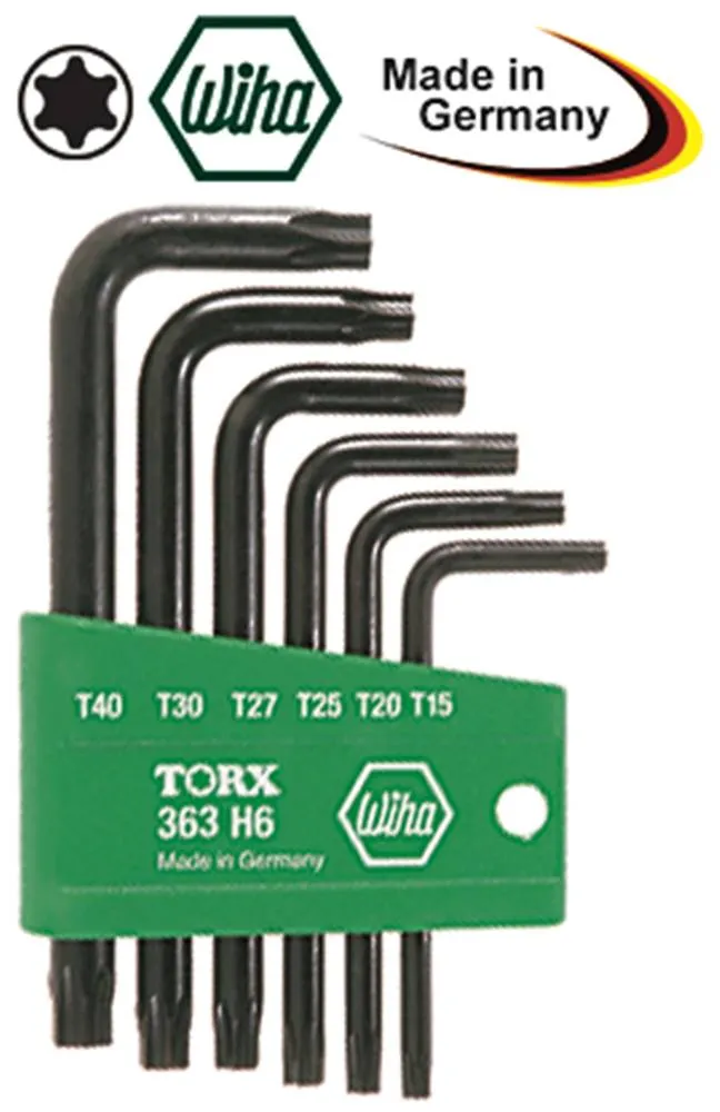 WIHA Torx-Winkelschraubendreher-Satz ohne Bohrung kurz 6-teilig