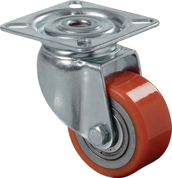 Lenkrolle D.50mm Trgf.120kg m.Platte PU BS ROLLEN