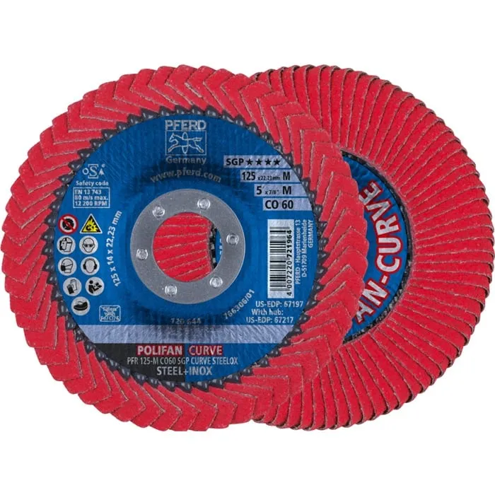 Fächerscheibe POLIFAN CO SGP CURVE STEELOX D.125mm K.60 CURVE INOX/Stahl M PFERD VE: 10St.
