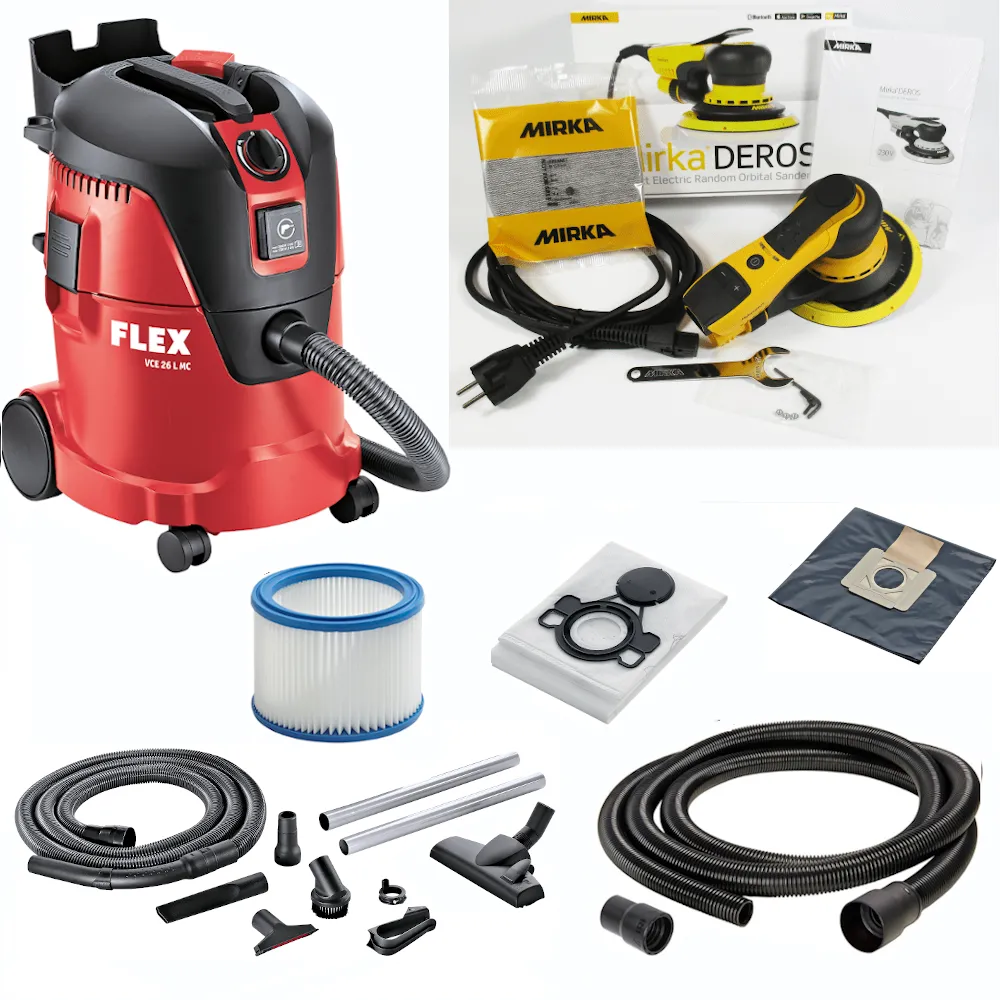 MIRKA DEROS 150mm 5mm mit Flex VCE 26 L MC Sauger wie KIT1625WOMDE