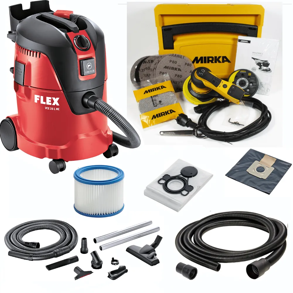 MIRKA DEROS 125 150mm 5mm Systainer mit Flex VCE 26 L MC Sauger wie KIT1625WOMDE