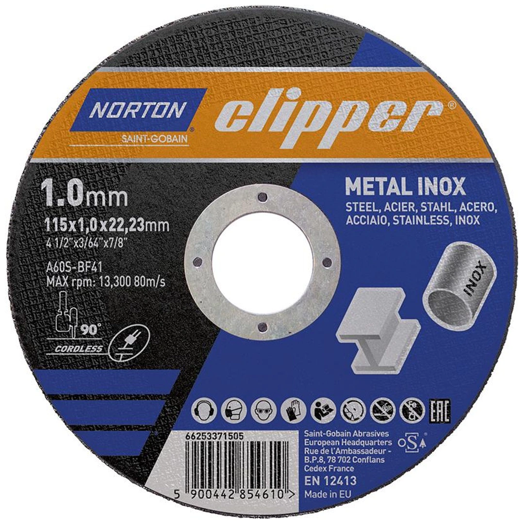 NORTON CLIPPER Trennscheibe Stahl/INOX 115x1.0x22.23mm 66253371505